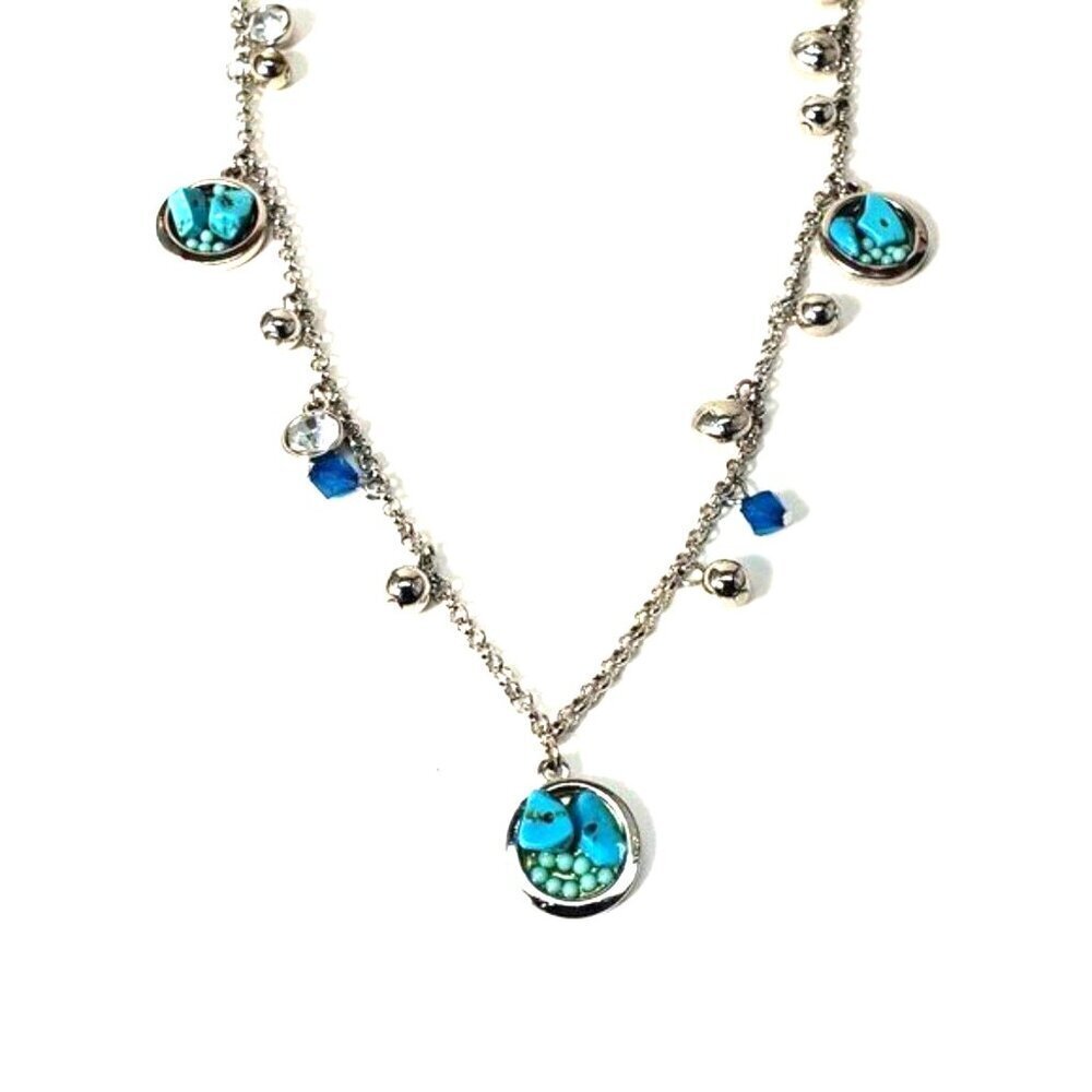 GUESS Silver-Tone Necklace – Colorful Beads & Crystal Disc Accent Jewelry - 32" - Picture 3 of 9